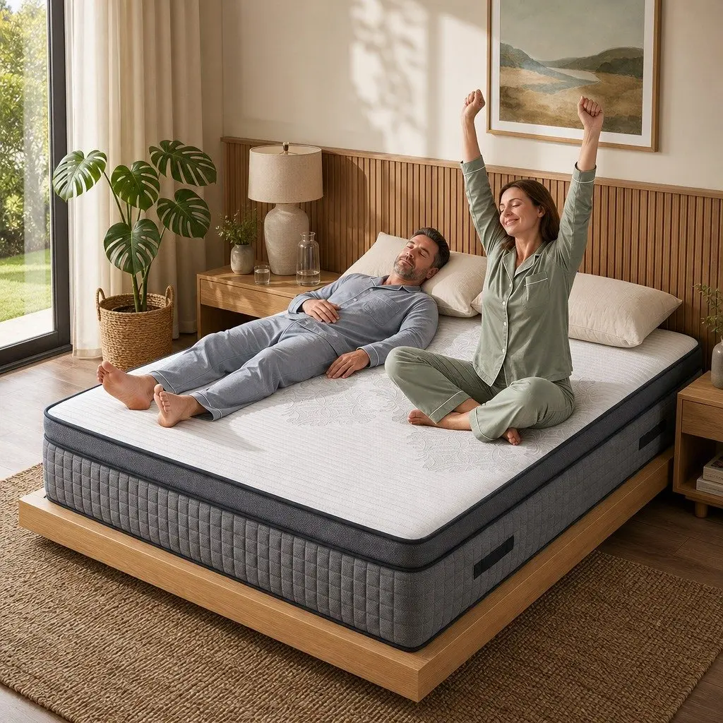 Double Mattress Adjustable Firmness 37cm Grey Cooling Gel Memory Foam