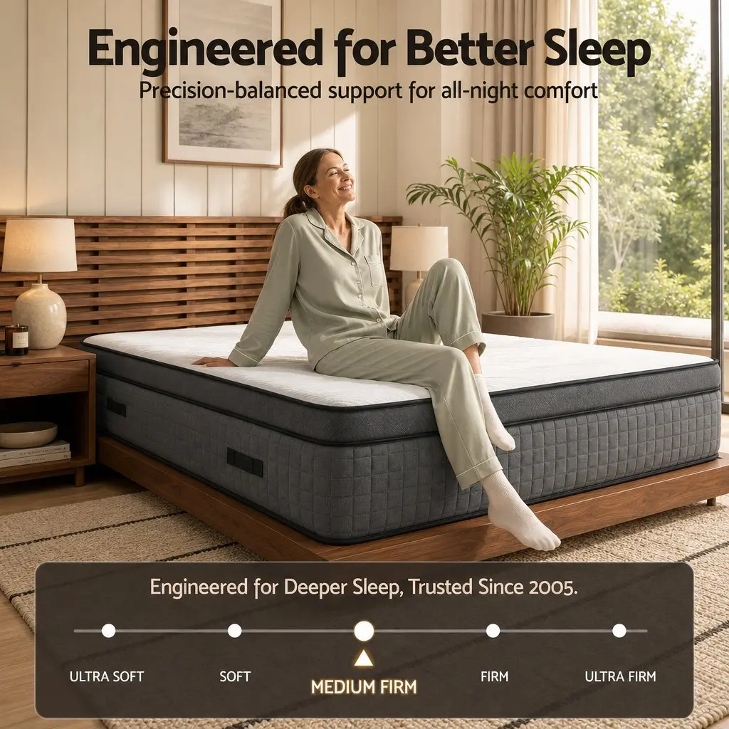 Double Mattress Adjustable Firmness 37cm Grey Cooling Gel Memory Foam
