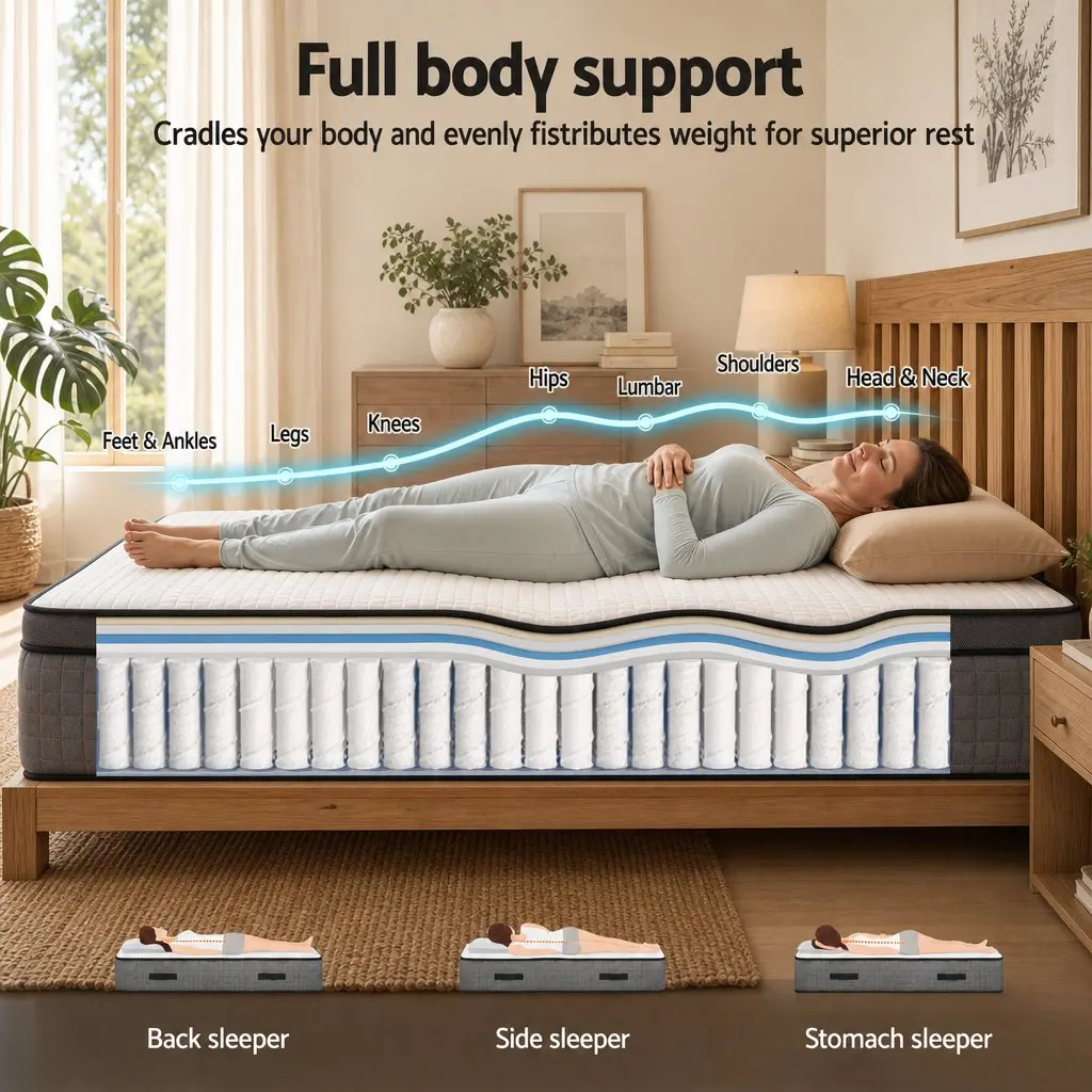 Double Mattress Adjustable Firmness 37cm Grey Cooling Gel Memory Foam