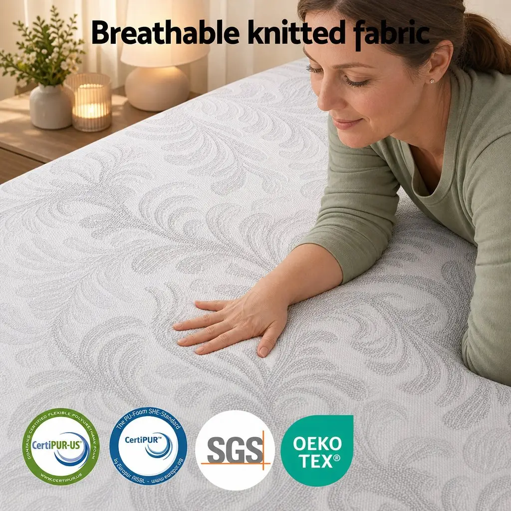 King Size Mattress Adjustable Firmness 37cm Grey White Cooling Gel