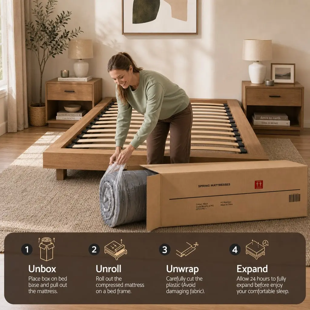 King Size Mattress Adjustable Firmness 37cm Grey White Cooling Gel
