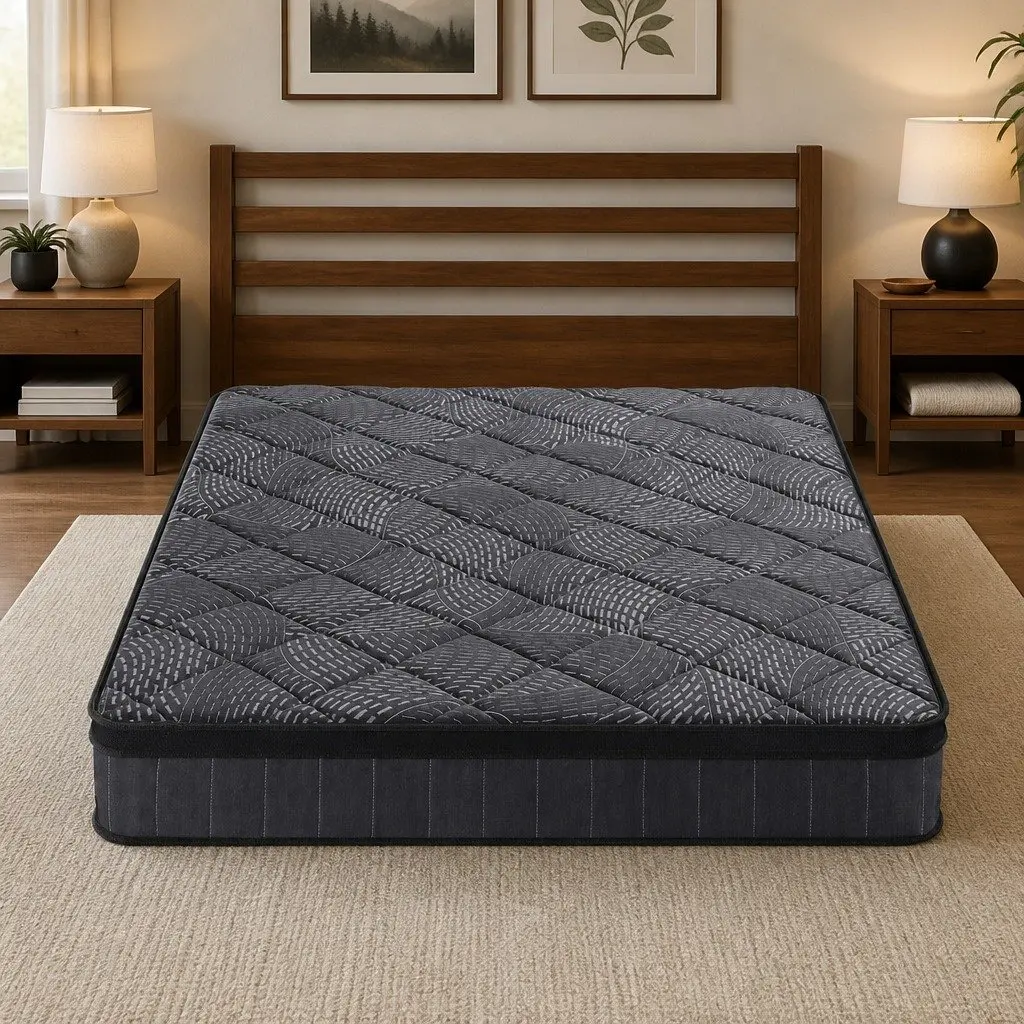 Double Mattress Medium Firm 25cm Pocket Spring Latex Euro Top Black