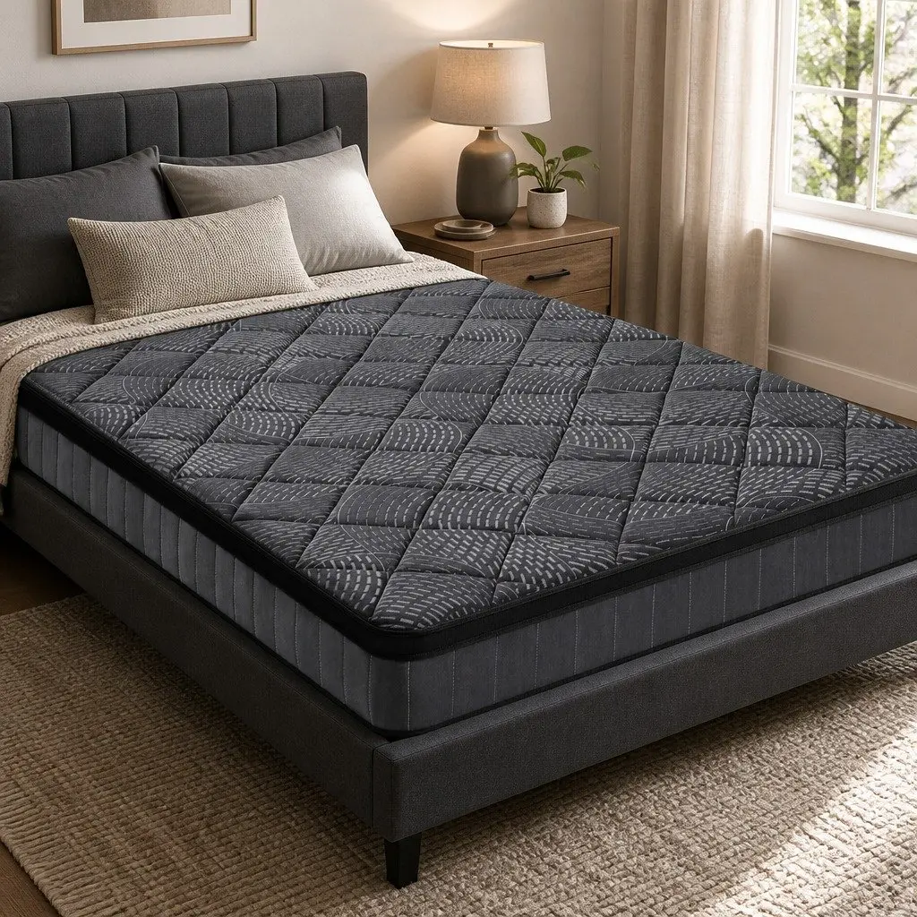 Double Mattress Medium Firm 25cm Pocket Spring Latex Euro Top Black