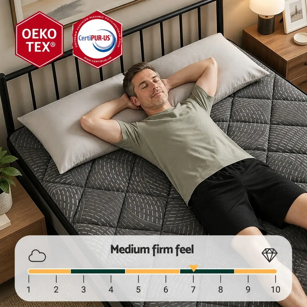 Double Mattress Medium Firm 25cm Pocket Spring Latex Euro Top Black