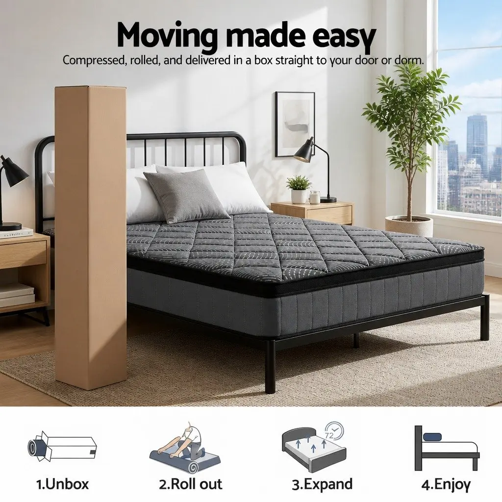 King Size Mattress 25cm Pocket Spring Latex Euro Top Medium Firm Support Bed