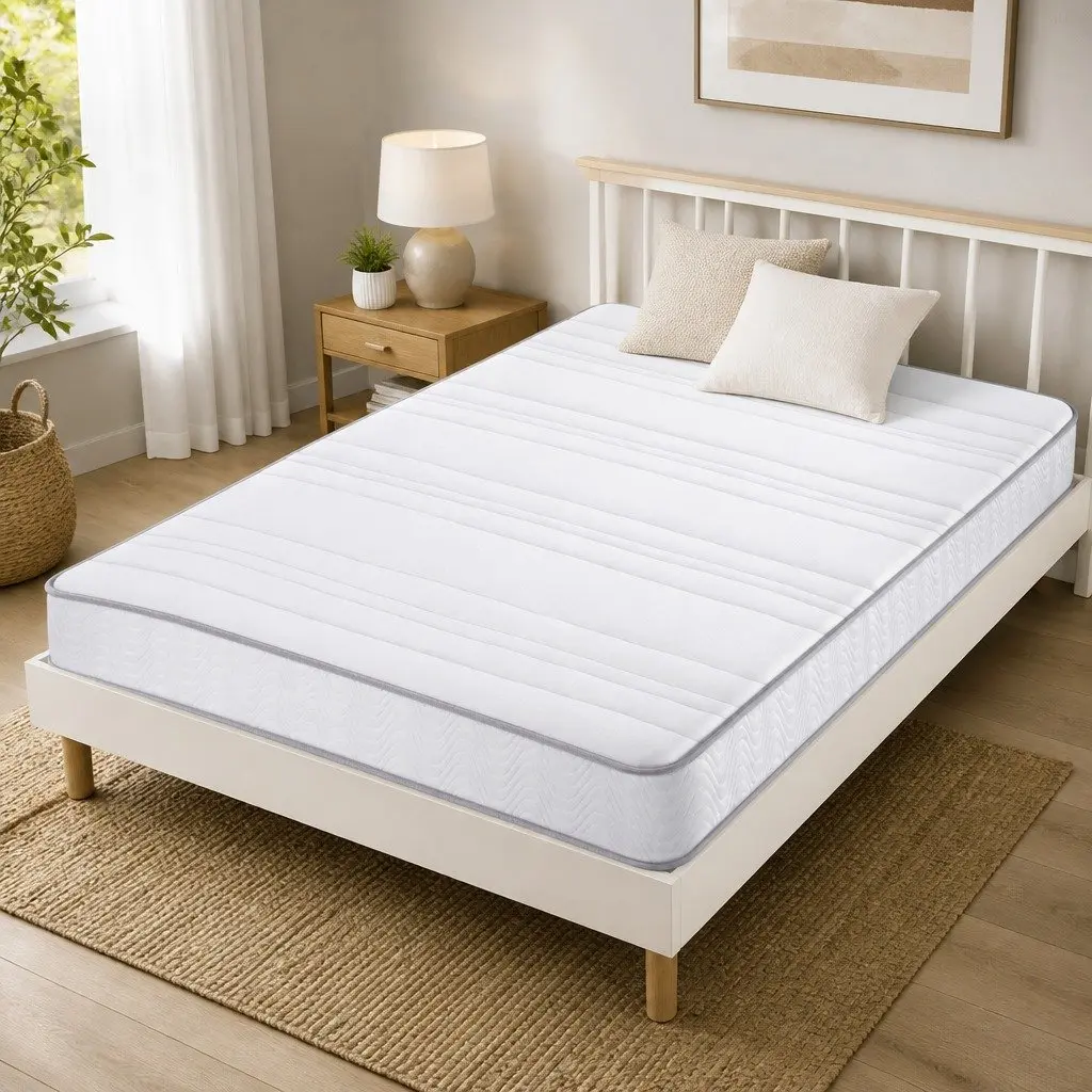 Double Mattress Medium Firm 20cm Egg-Crate Foam Pocket Spring White