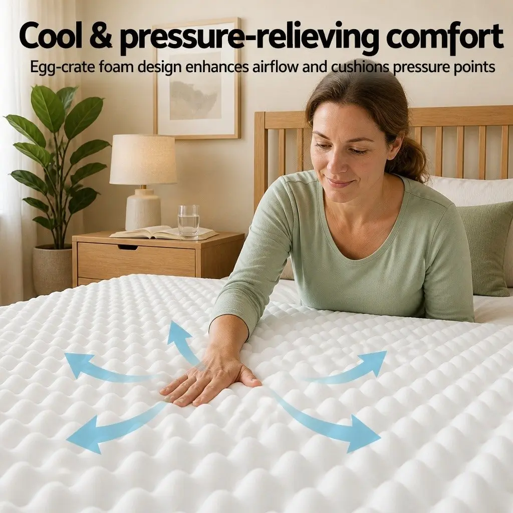 Double Mattress Medium Firm 20cm Egg-Crate Foam Pocket Spring White
