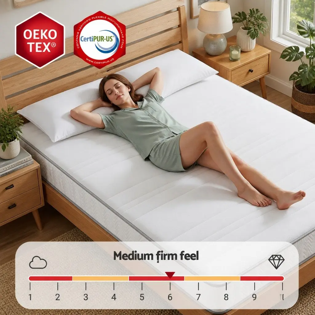 Double Mattress Medium Firm 20cm Egg-Crate Foam Pocket Spring White