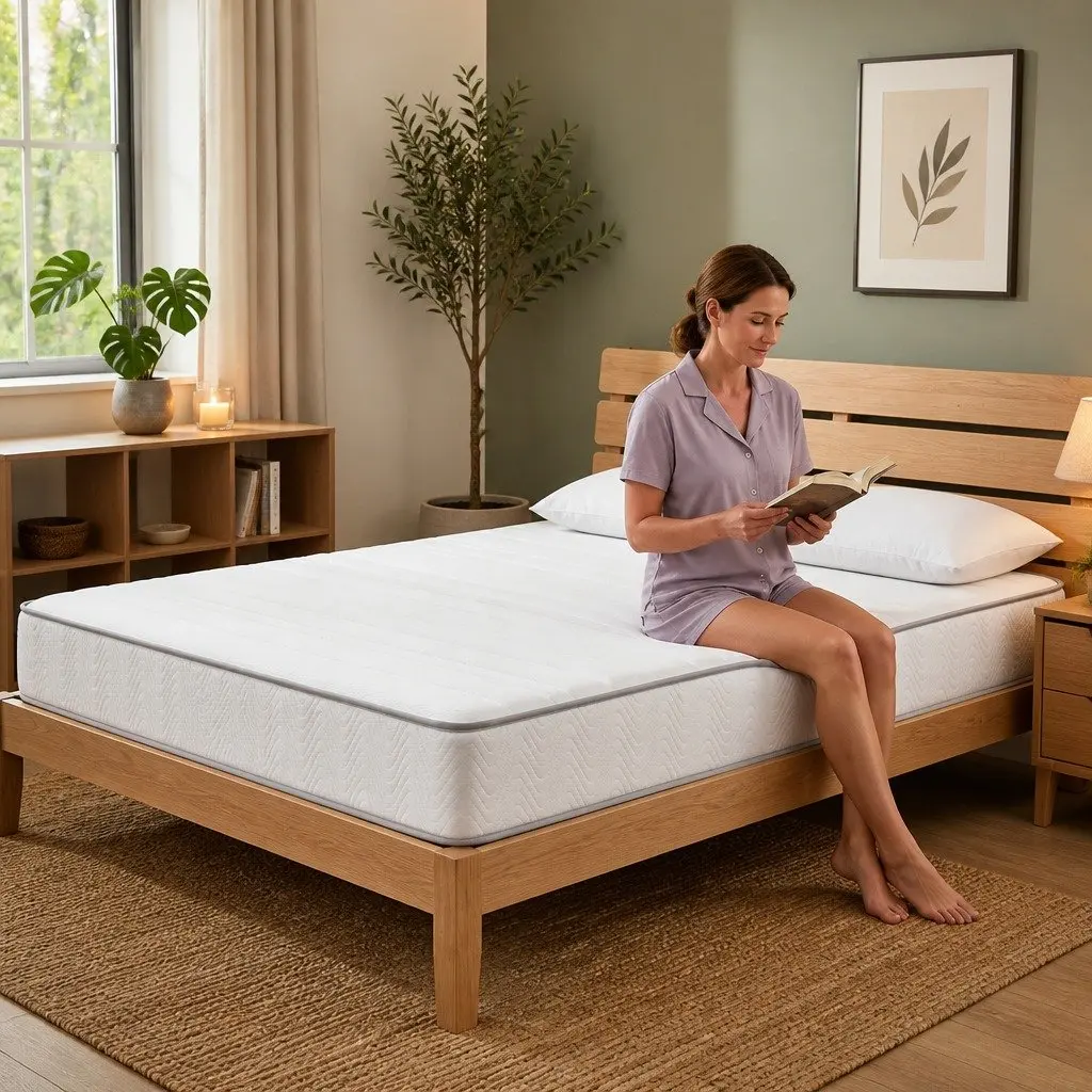 Double Mattress Medium Firm 20cm Egg-Crate Foam Pocket Spring White