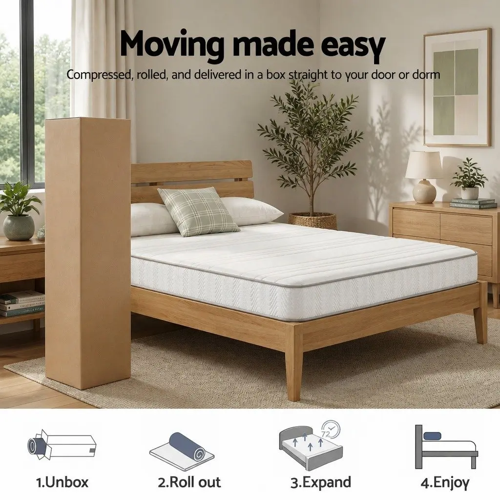 Double Mattress Medium Firm 20cm Egg-Crate Foam Pocket Spring White
