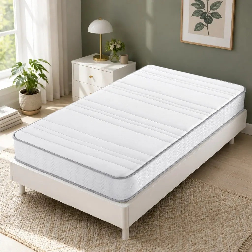 King Single Mattress Medium-Firm 20cm Egg-Crate Foam Pocket Spring Tight Top White