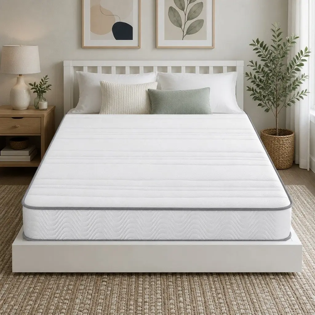 King Single Mattress Medium-Firm 20cm Egg-Crate Foam Pocket Spring Tight Top White