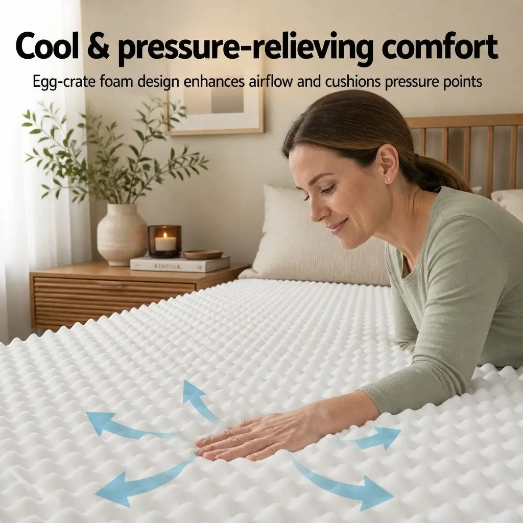 King Single Mattress Medium-Firm 20cm Egg-Crate Foam Pocket Spring Tight Top White