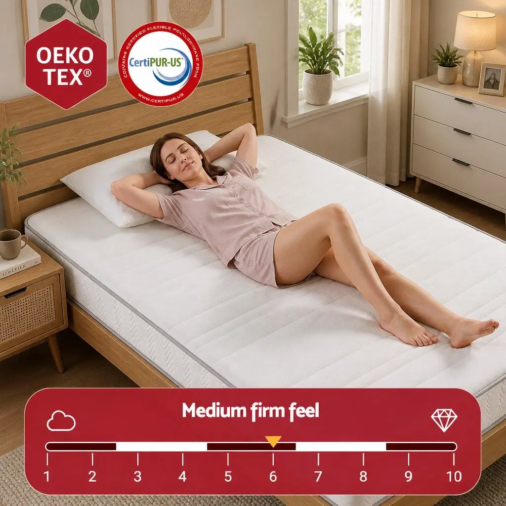 King Single Mattress Medium-Firm 20cm Egg-Crate Foam Pocket Spring Tight Top White