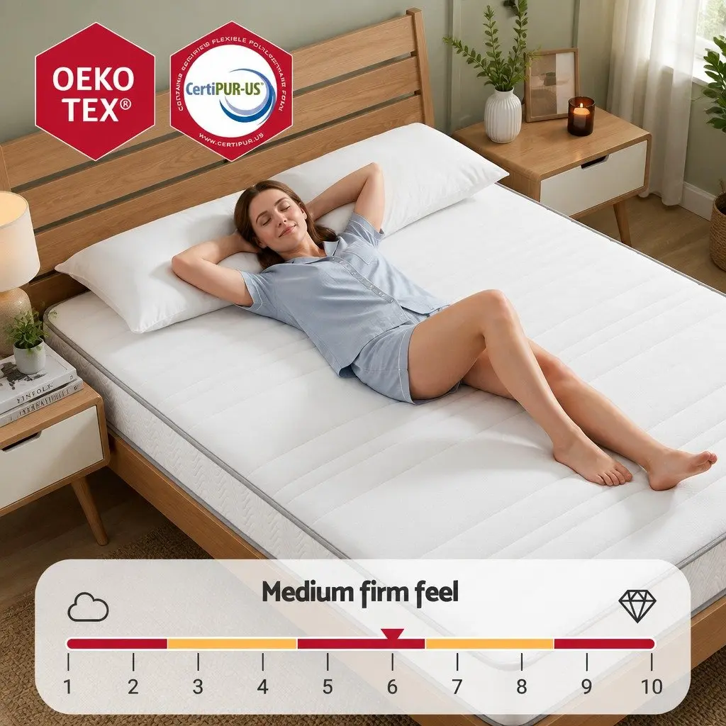 Queen Mattress 20cm Medium-Firm Egg-Crate Foam Pocket Spring Reinforced Edge