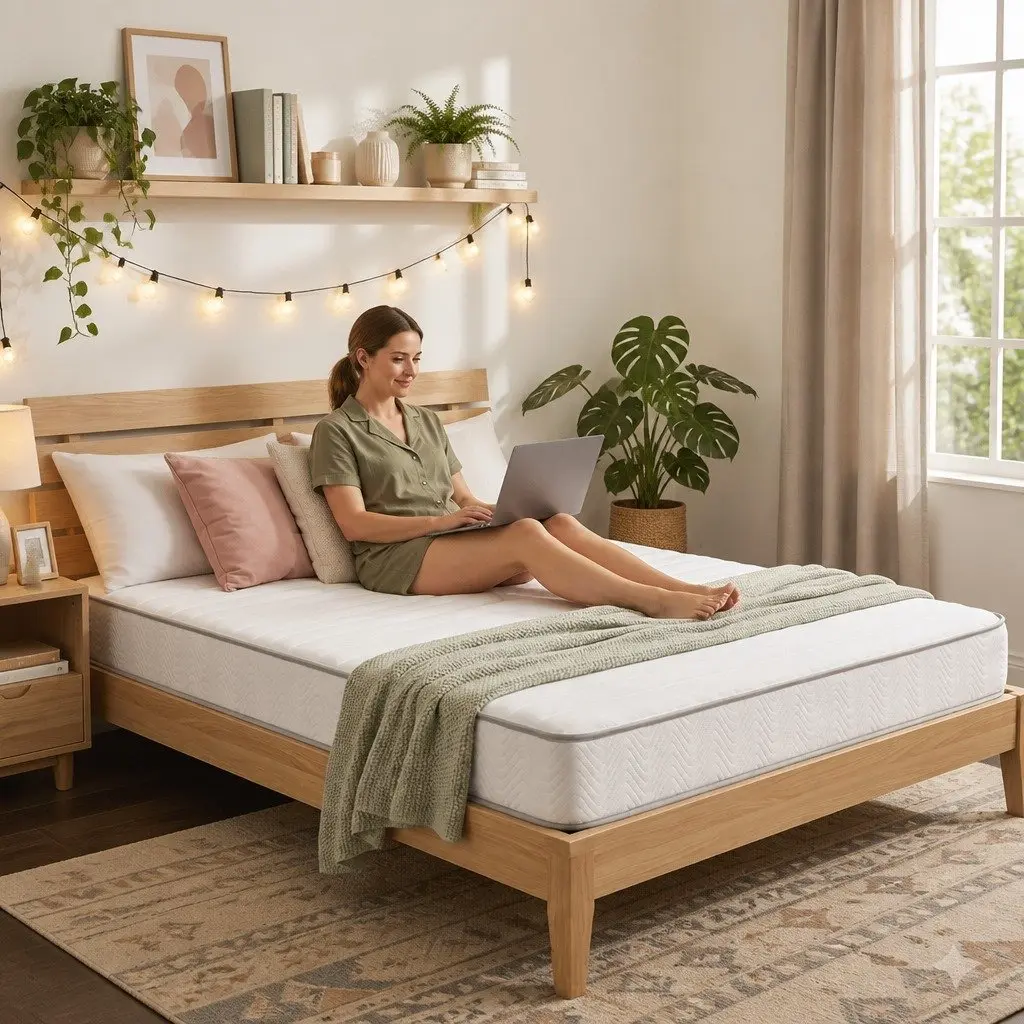 Queen Mattress 20cm Medium-Firm Egg-Crate Foam Pocket Spring Reinforced Edge