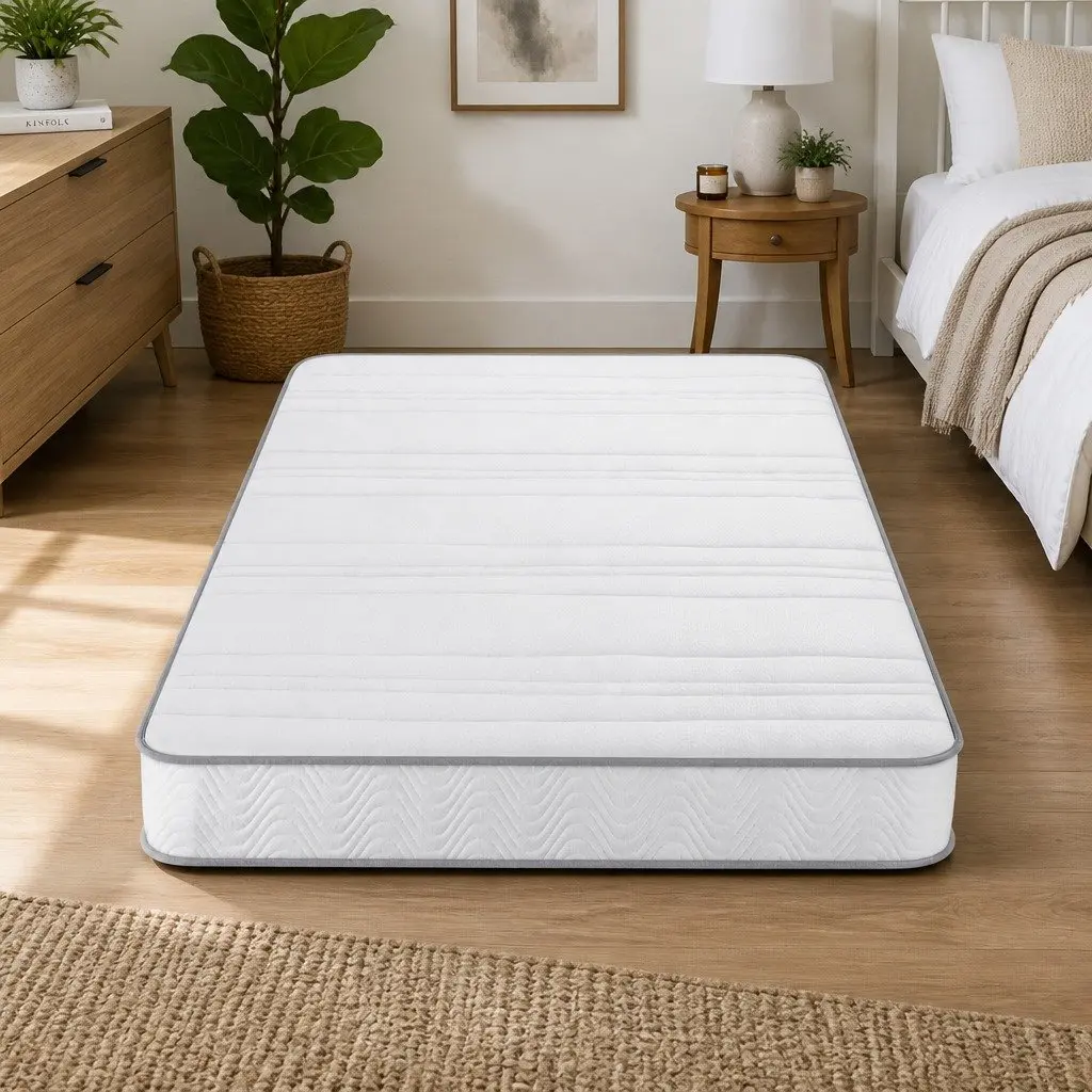 Single Mattress Medium Firm 90cm x 190cm White Egg-Crate Foam Pocket Spring Tight Top