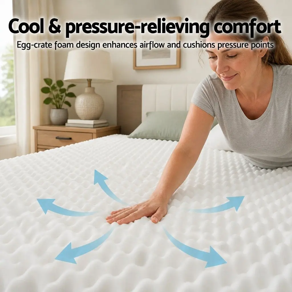 Single Mattress Medium Firm 90cm x 190cm White Egg-Crate Foam Pocket Spring Tight Top