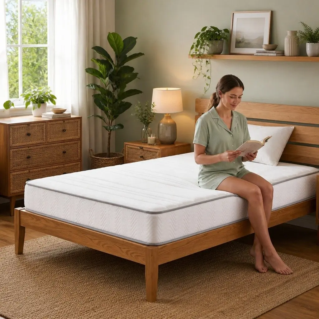 Single Mattress Medium Firm 90cm x 190cm White Egg-Crate Foam Pocket Spring Tight Top
