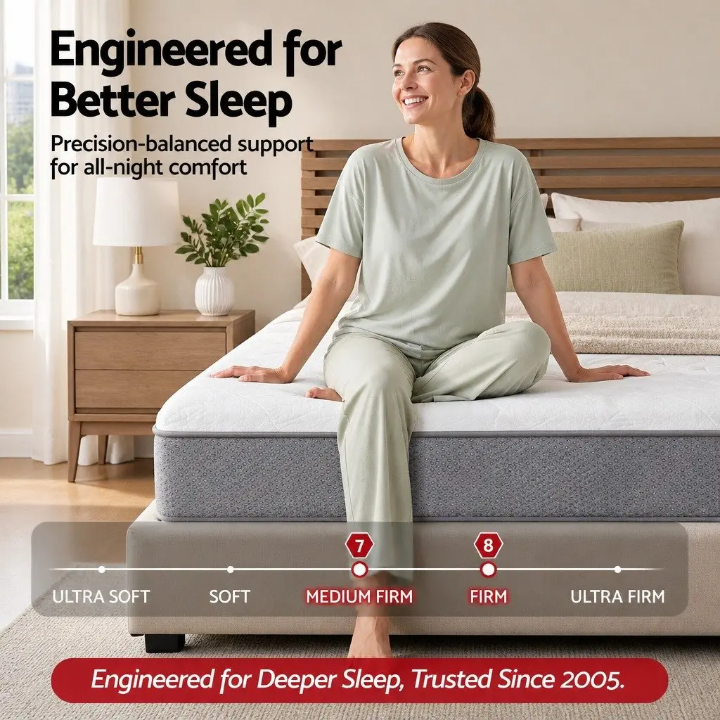 Double Mattress 23cm Pocket Spring Reversible Foam Adjustable Firmness Medium