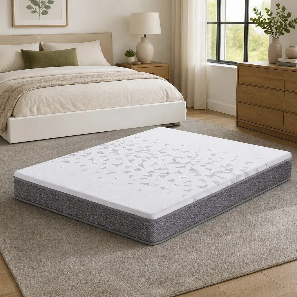 King Size Mattress Pocket Spring Reversible Foam 23cm Medium Firm White Grey