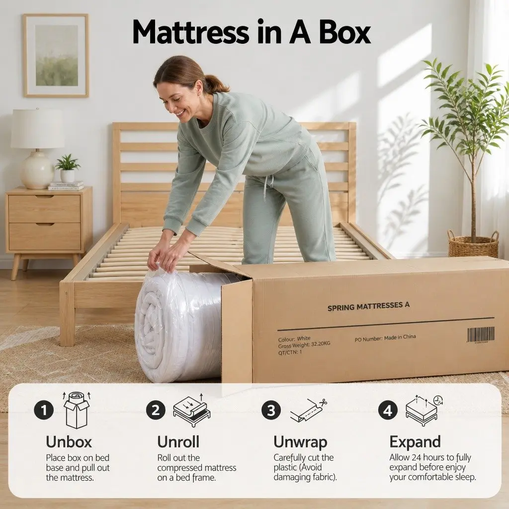 King Single Mattress 23cm Pocket Spring Reversible Foam Medium Firm Firm