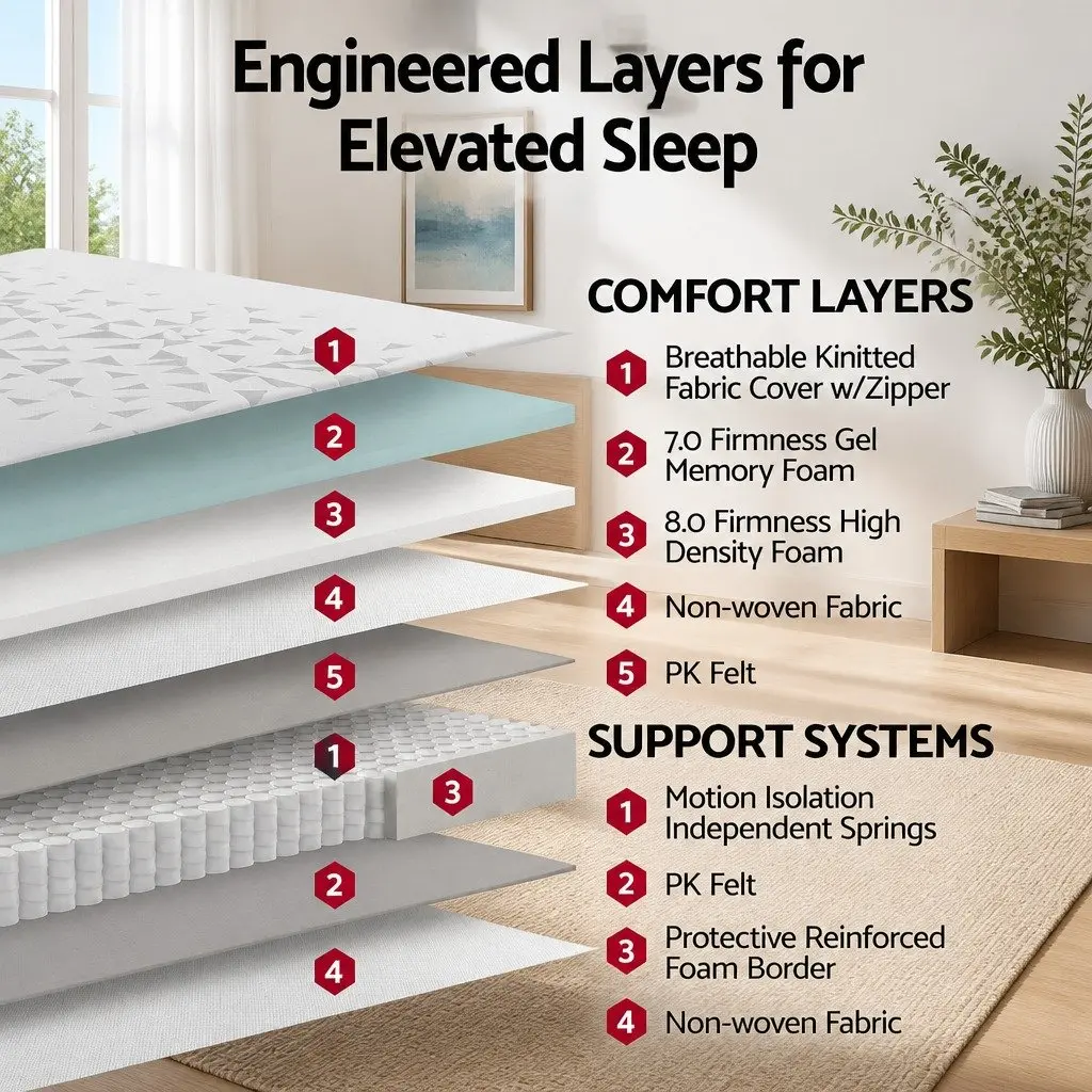 Single Mattress 23cm Pocket Spring Reversible Foam Medium Firm Firm Support