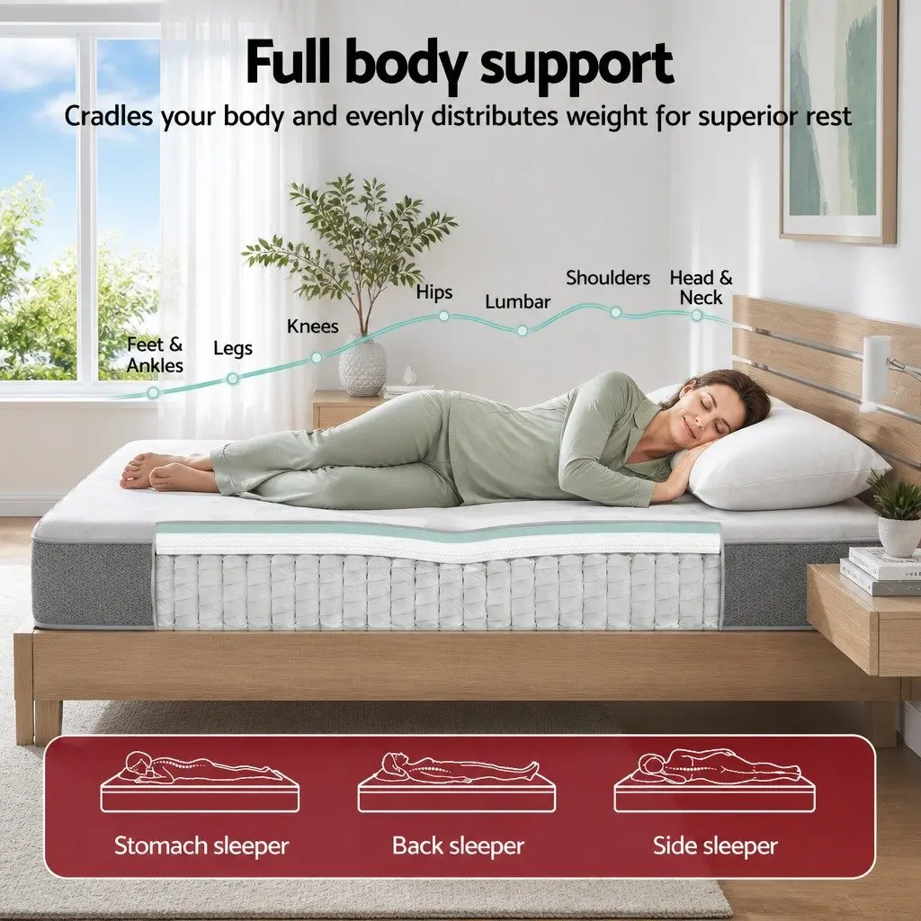Single Mattress 23cm Pocket Spring Reversible Foam Medium Firm Firm Support