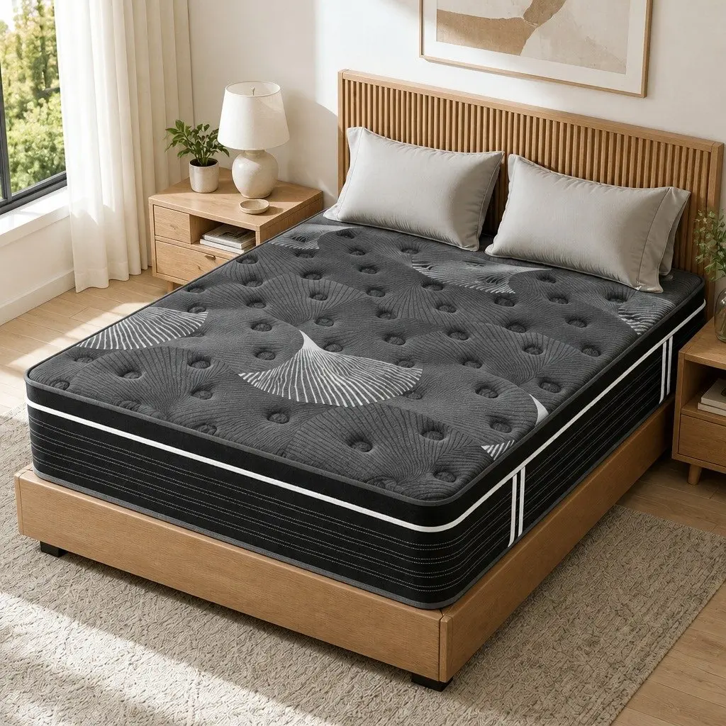 King Mattress Euro Top Medium Firm 35cm Graphene Memory Foam Black Dark Grey