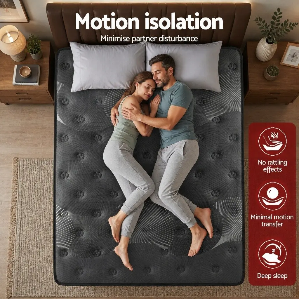 King Mattress Euro Top Medium Firm 35cm Graphene Memory Foam Black Dark Grey