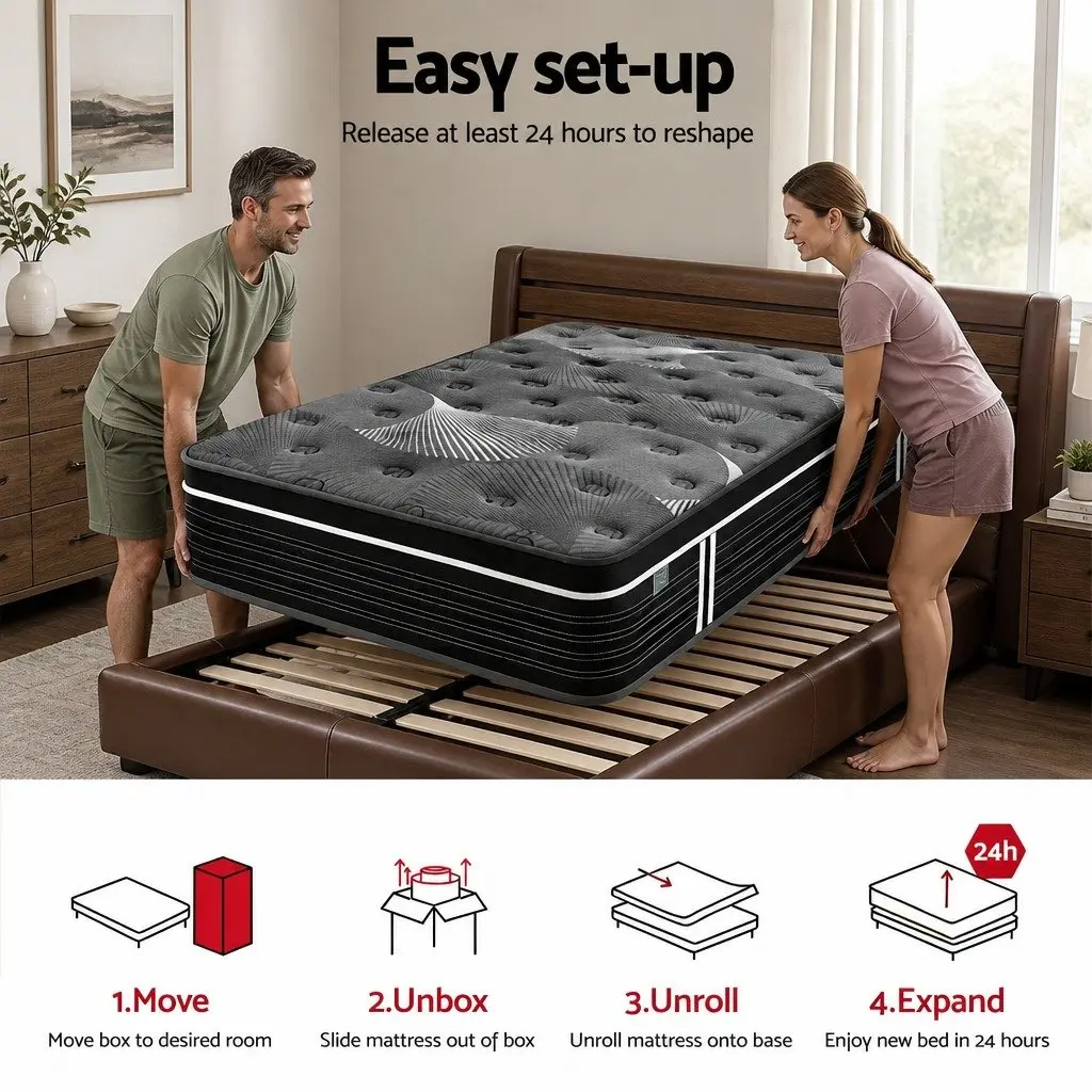 King Single Mattress 35cm Euro Top Graphene Memory Foam Medium Firm Pocket