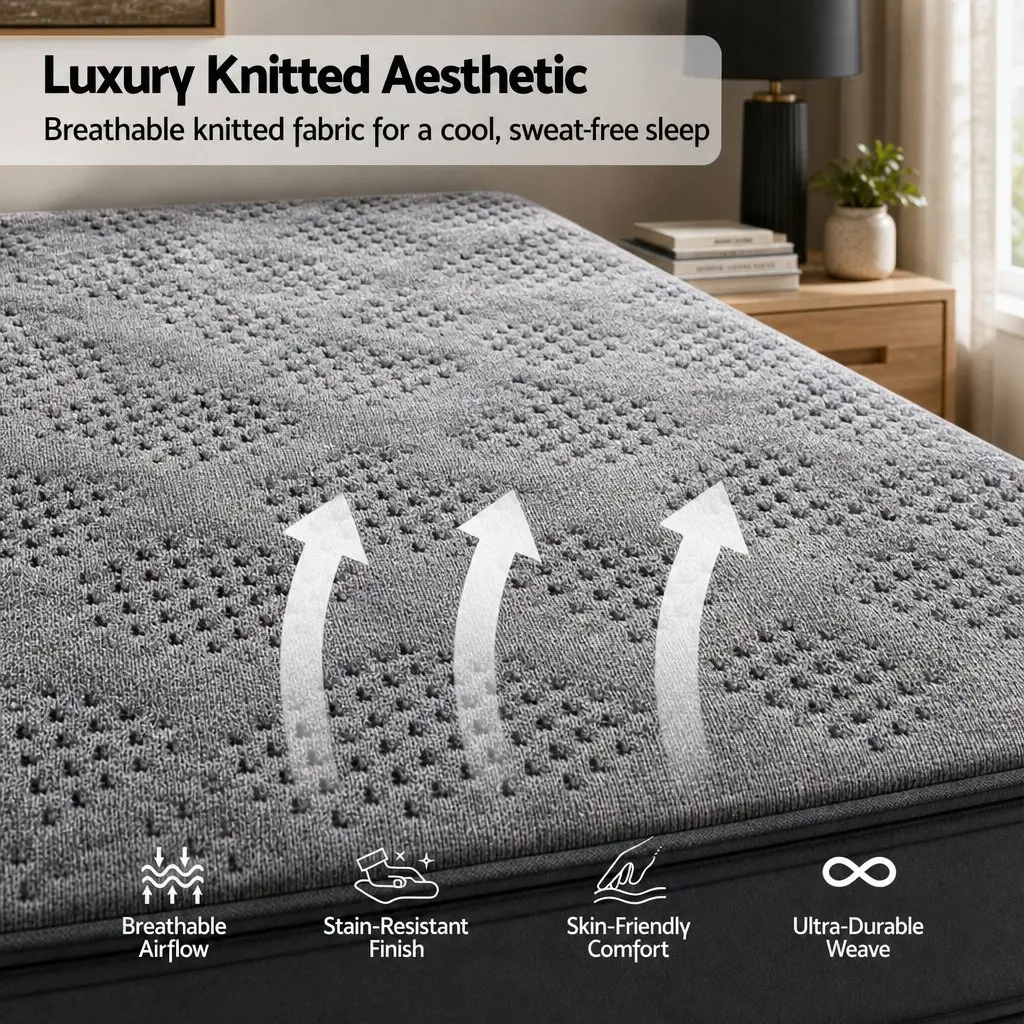 King Size Mattress 26cm Firm Pocket Spring Dual Edge Support Dark Grey
