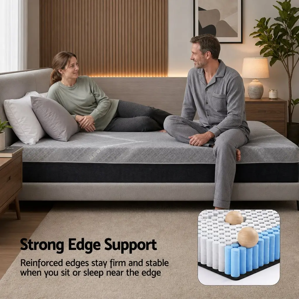 King Size Mattress 26cm Firm Pocket Spring Dual Edge Support Dark Grey