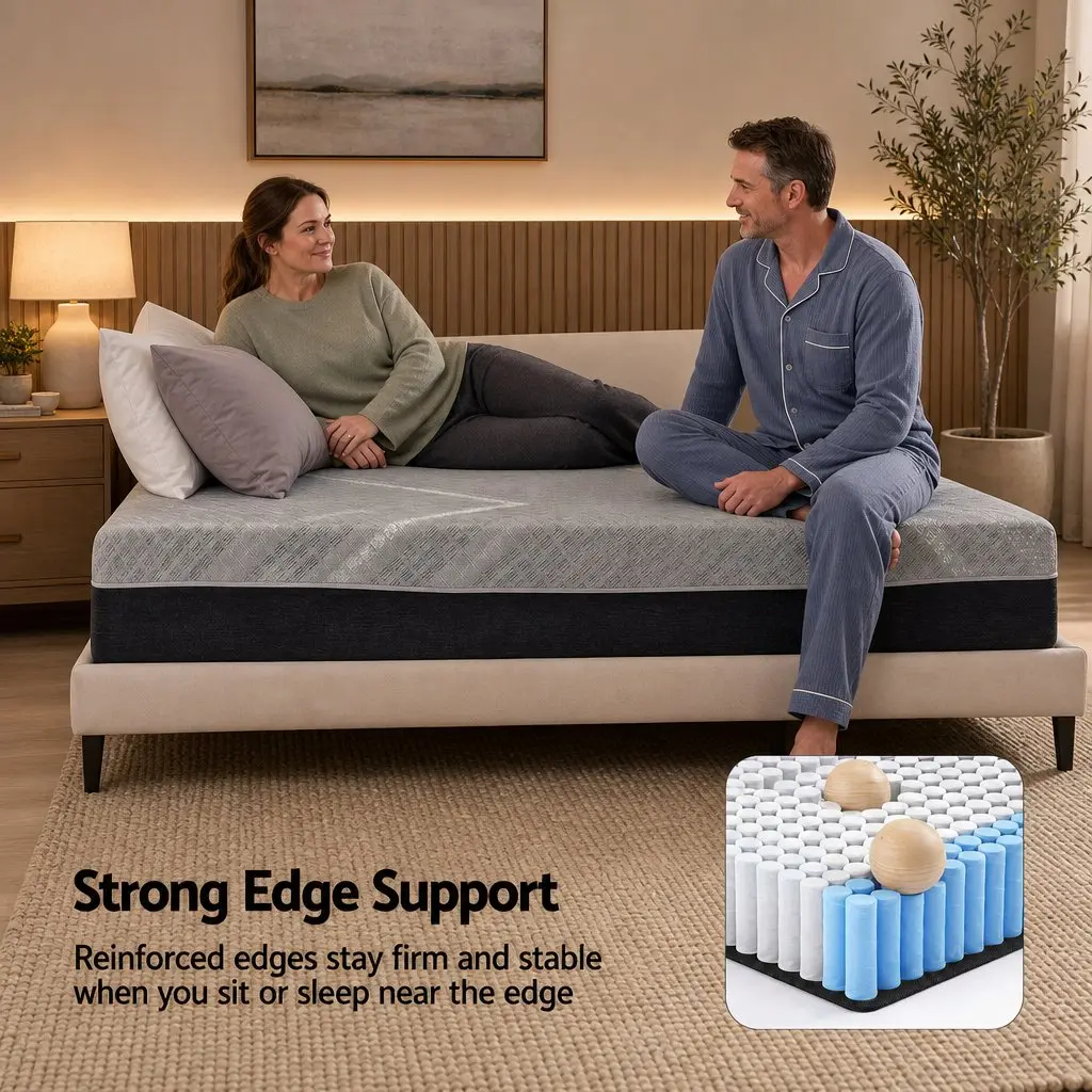 King Single Mattress Firm 26cm Pocket Spring Grey Breathable