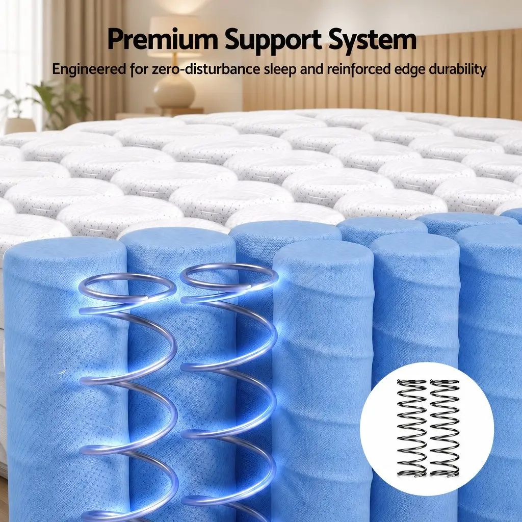 Queen Mattress Firm 26cm Dark Grey Pocket Spring Dual Edge Support