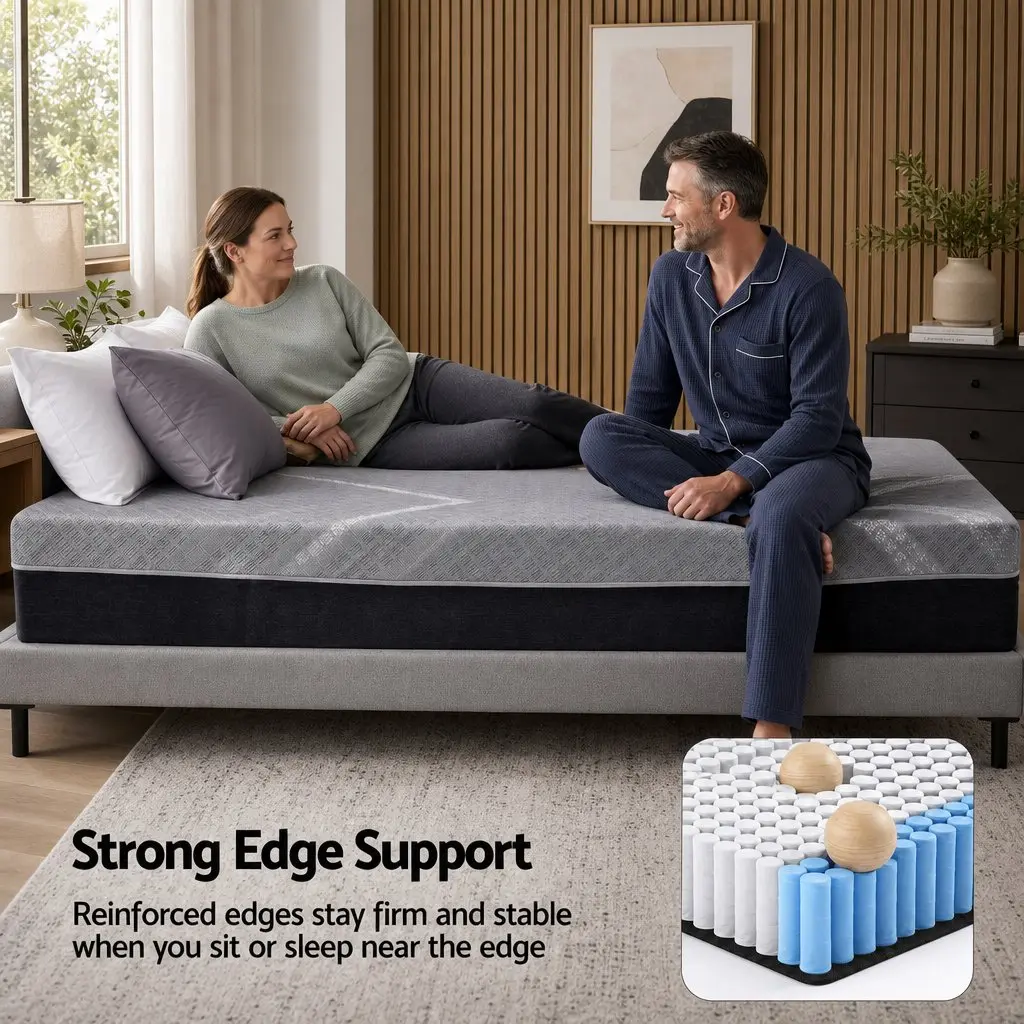 Queen Mattress Firm 26cm Dark Grey Pocket Spring Dual Edge Support