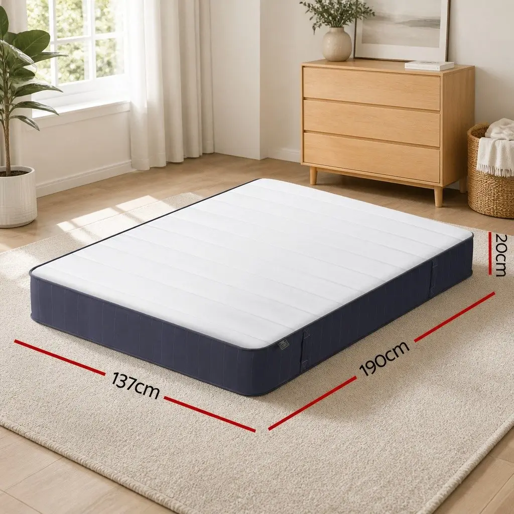 Double Pocket Spring Mattress Firm Support 20cm Tight Top White Grey
