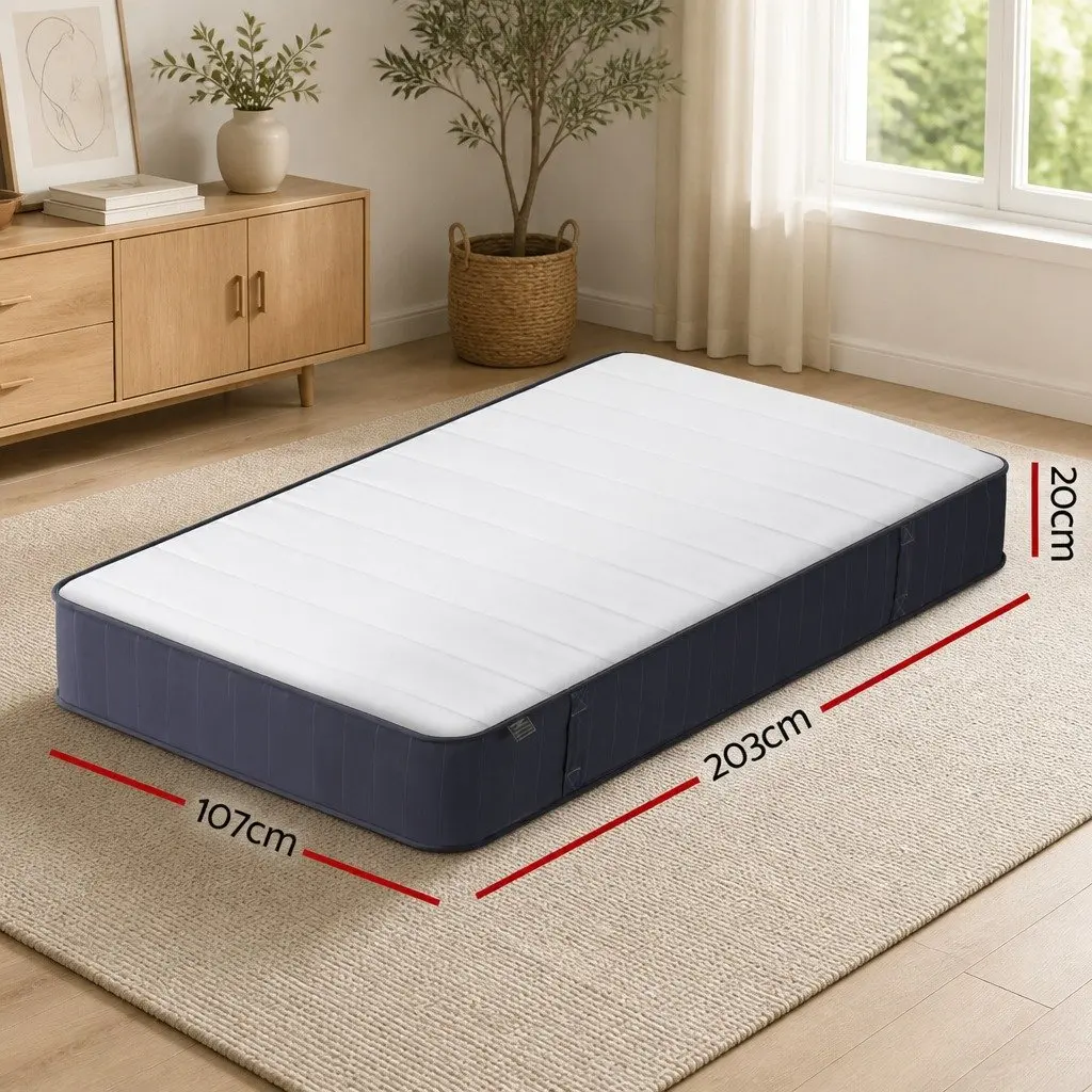 King Single Mattress 20cm Pocket Spring Firm Support Breathable Knitted Fabric