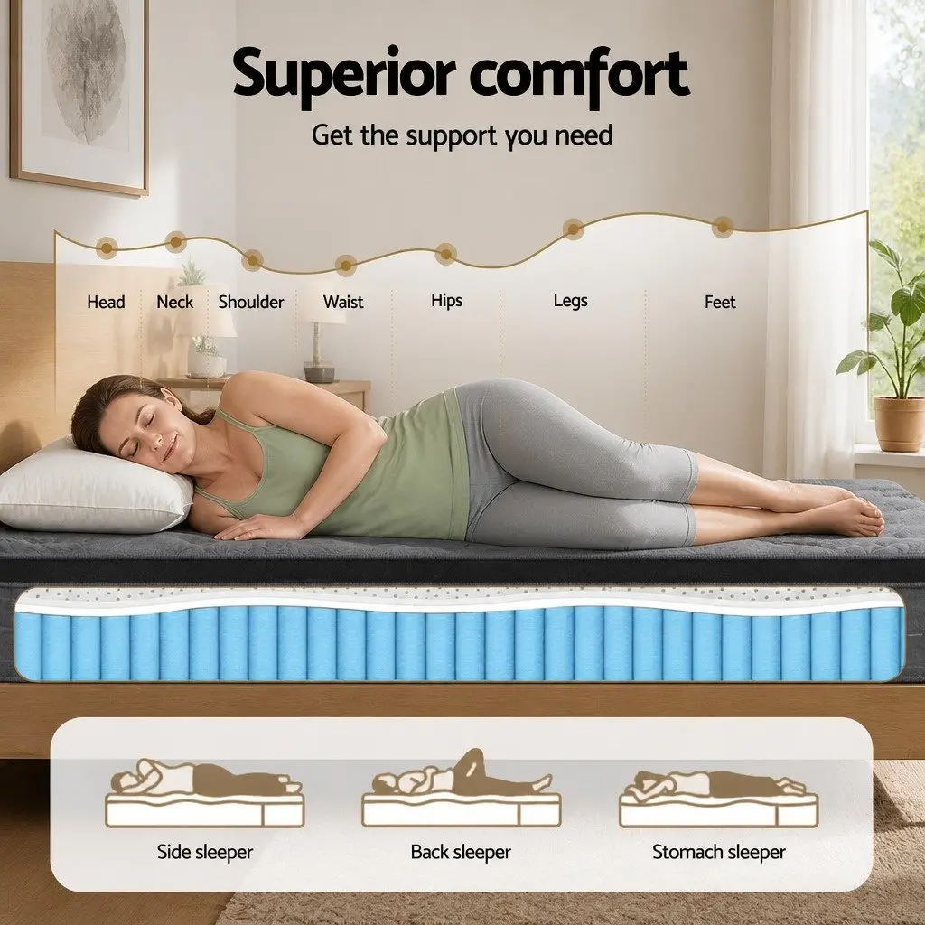 King Size Mattress 26cm Euro Top Latex Foam Medium-Firm Pocket Spring Bed