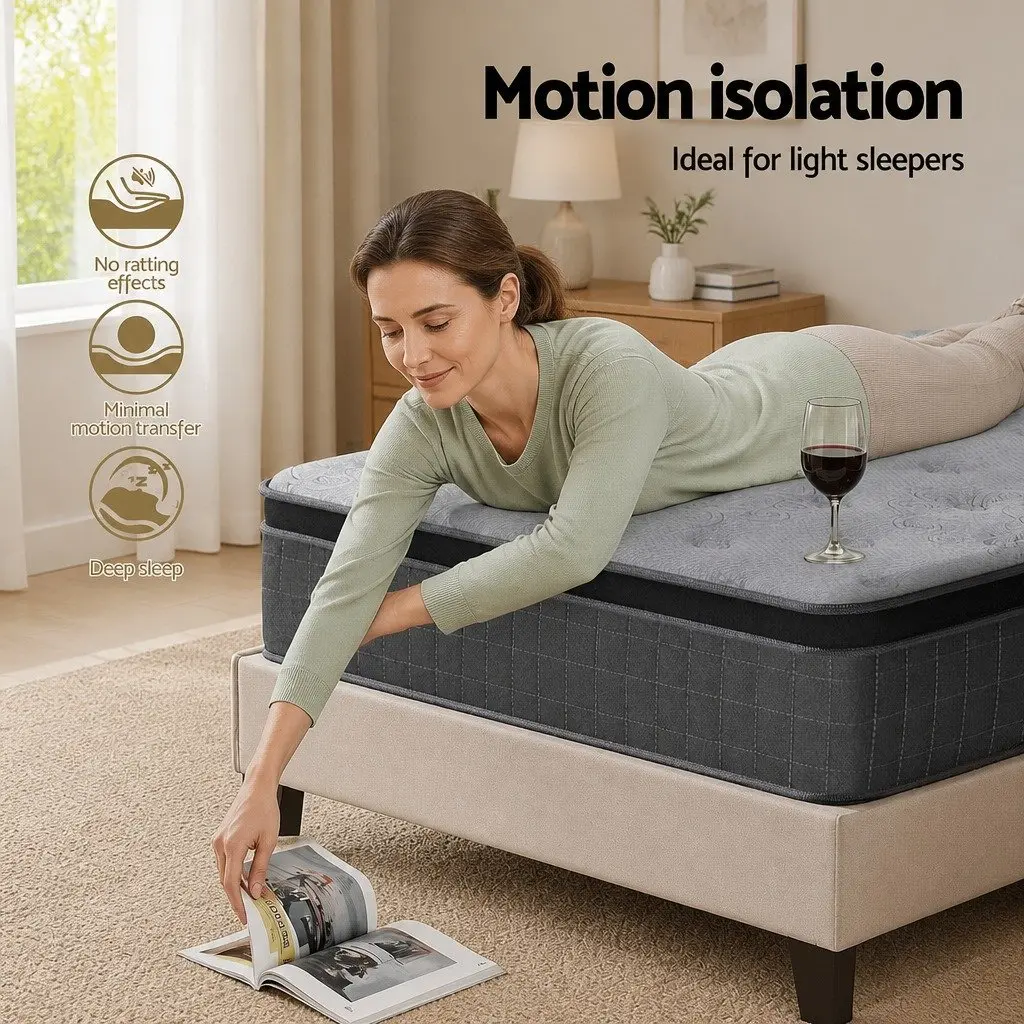 King Single Mattress Medium Firm 26cm Latex Foam Euro Top Support White Grey