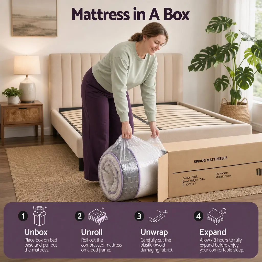 Double Mattress Firm Euro Top 35cm Purple Black