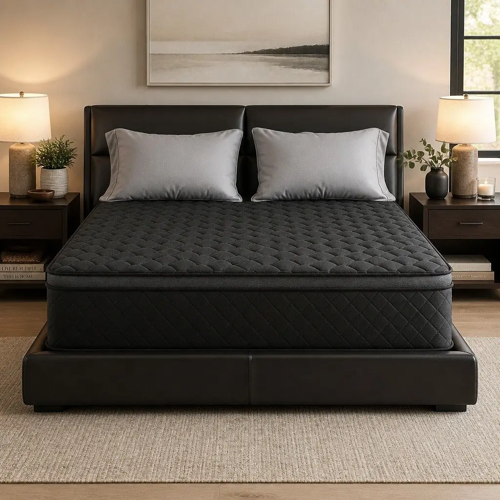 King Size Mattress Medium Firm 34cm Black Euro Top 5-Zone Pocket Spring