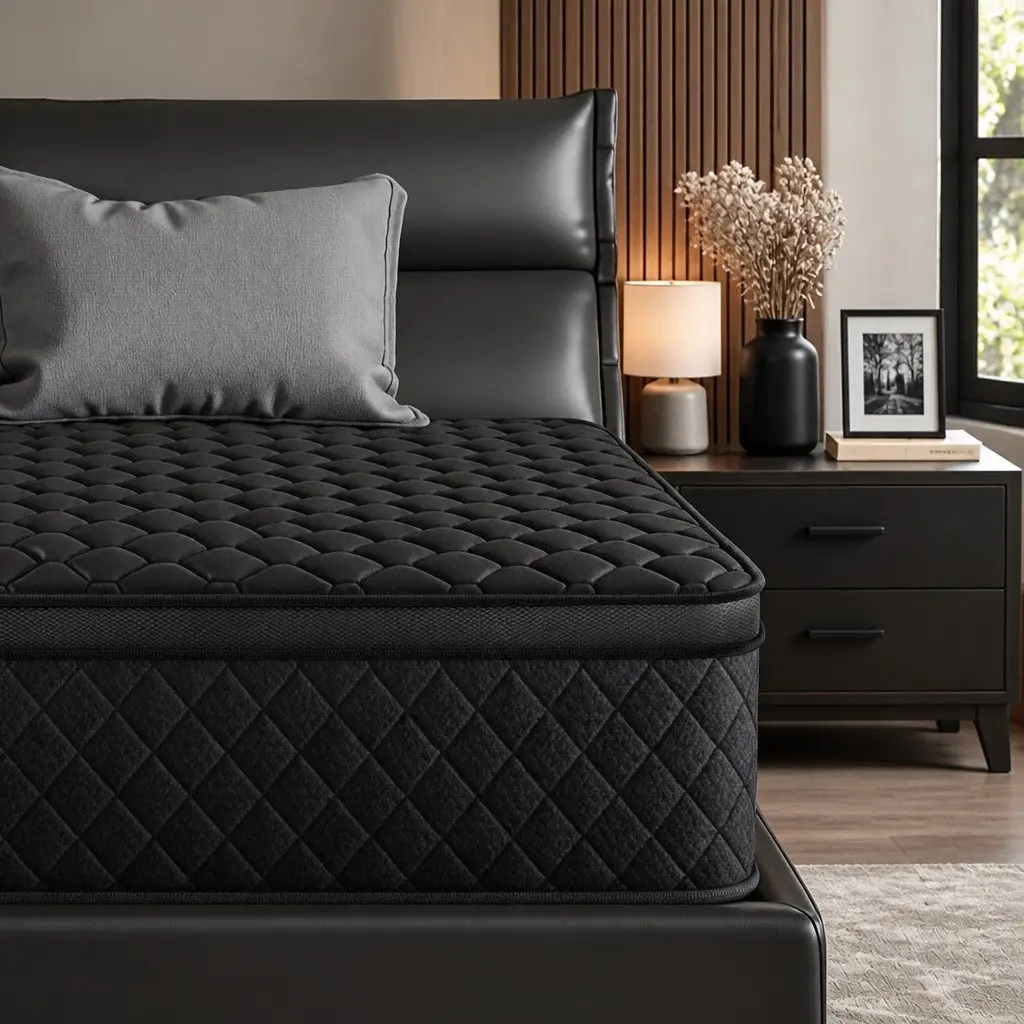 Single Mattress Medium Firm 34cm Euro Top Black 5-Zone Pocket Spring Support