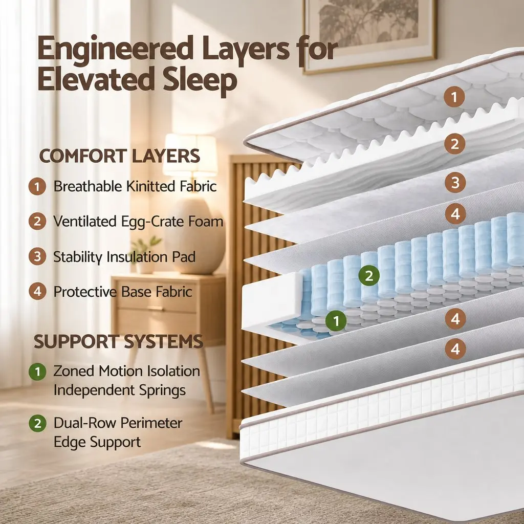 Queen Mattress Firm 20cm Pocket Spring White Sleep Support