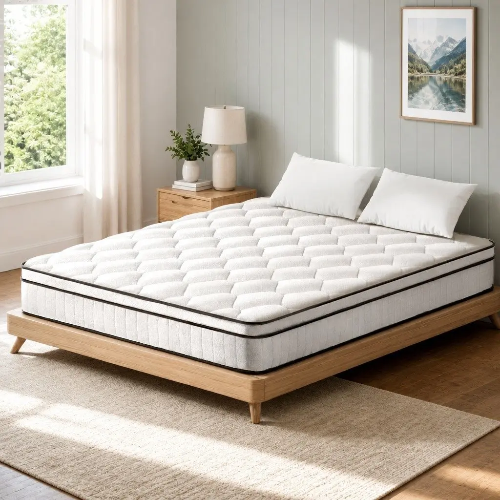 King Size Mattress Medium Firm 22cm Euro Top White