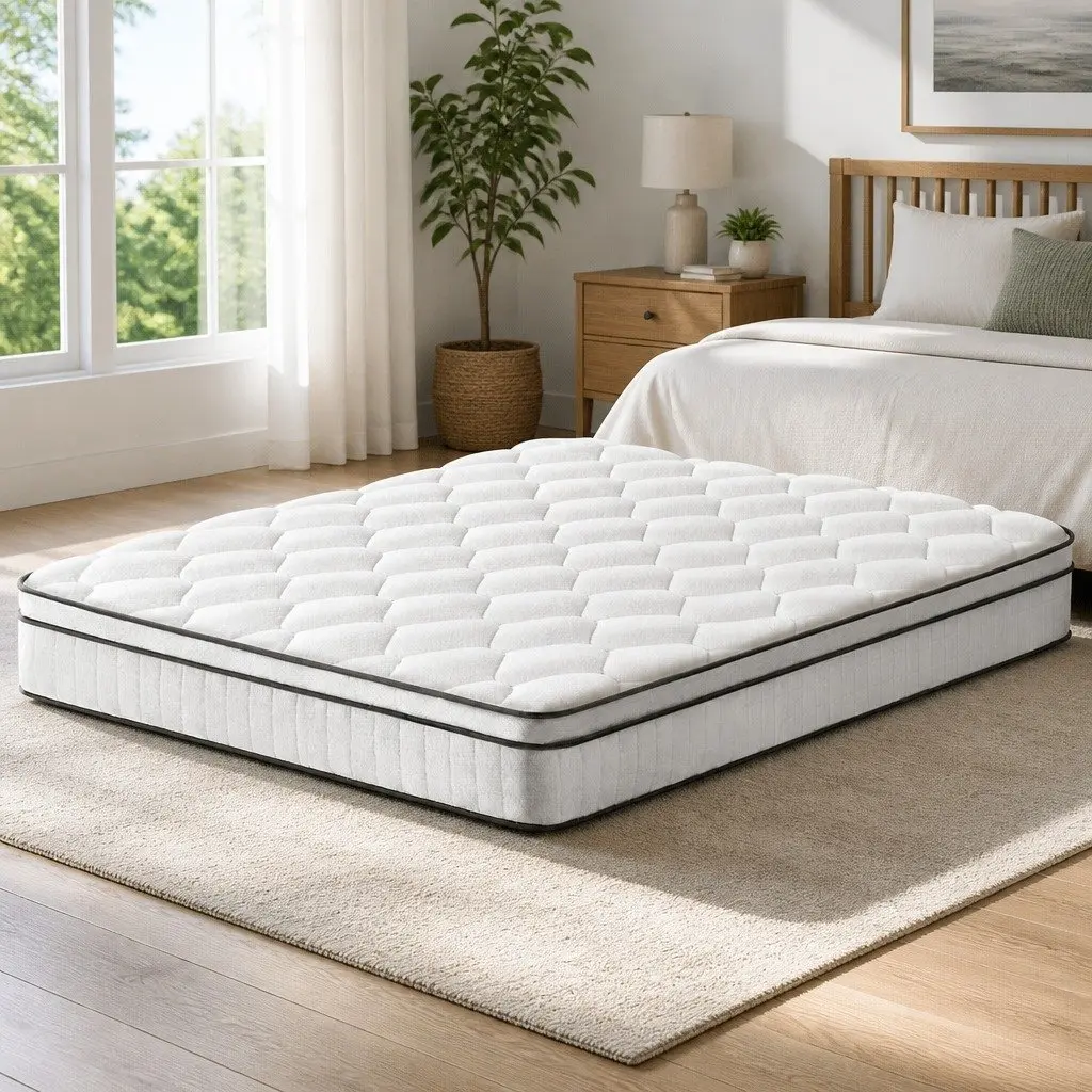 King Size Mattress Medium Firm 22cm Euro Top White