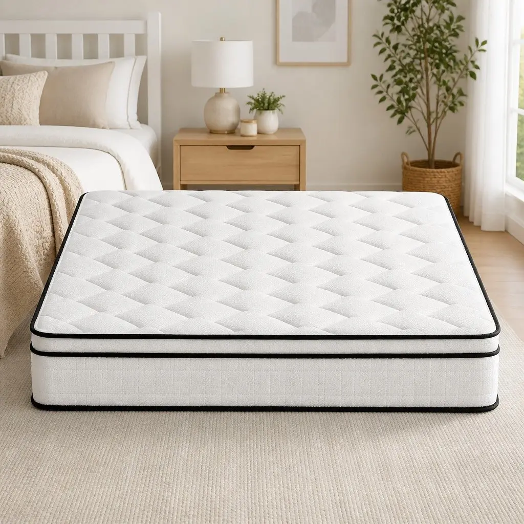 King Size Mattress Medium Firm 22cm Euro Top White