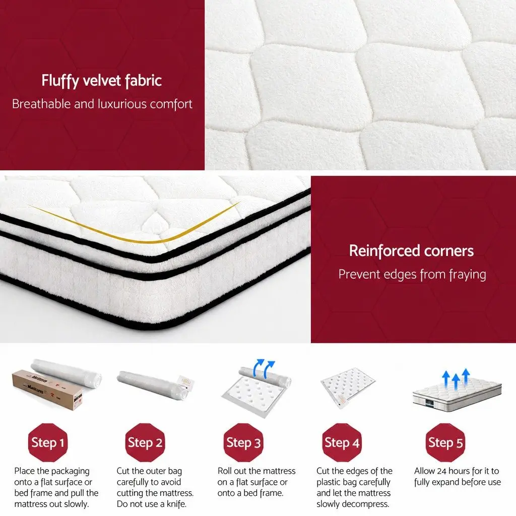 Single Mattress Medium Firm 22cm Euro Top Pocket Spring White