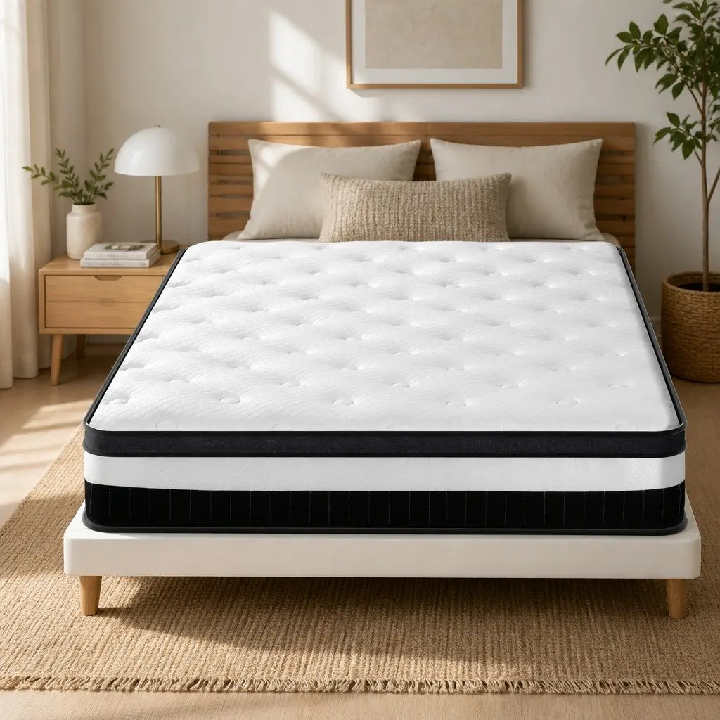 Double Mattress Medium Firm Support 30cm Pocket Spring Euro Top White