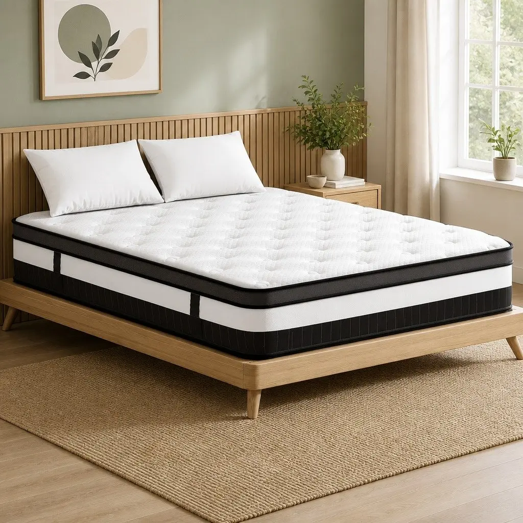 Queen Mattress Euro Top 30cm Medium Firm Pocket Spring White
